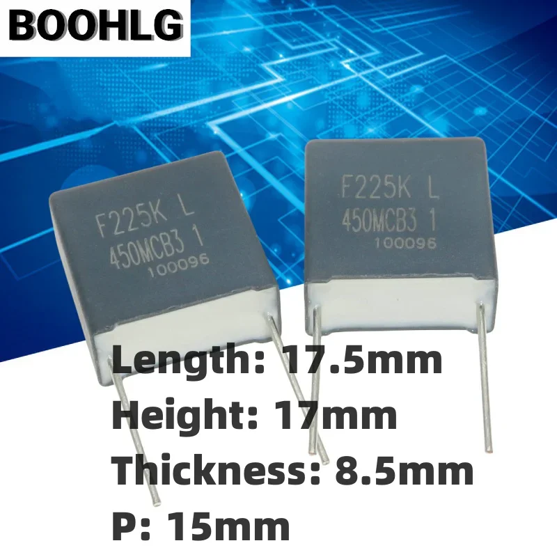 

10 шт. SCC MKP 225 2,2 uf 2u2 450v 400v 2w медный контактный предохранительный пленочный конденсатор P15