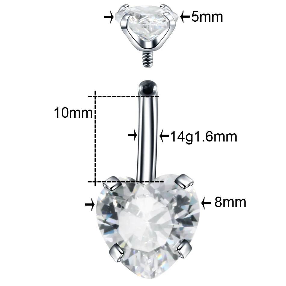1PC Surgical Steel Crystal Belly Button Piercing for Women