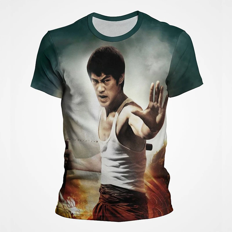 

Popular Full-Covered Graphic Bruce Lee Sport T-shirts 3D Printing Tees Chinese Kong Fu Men Clothing Summer Running Short Sleeve