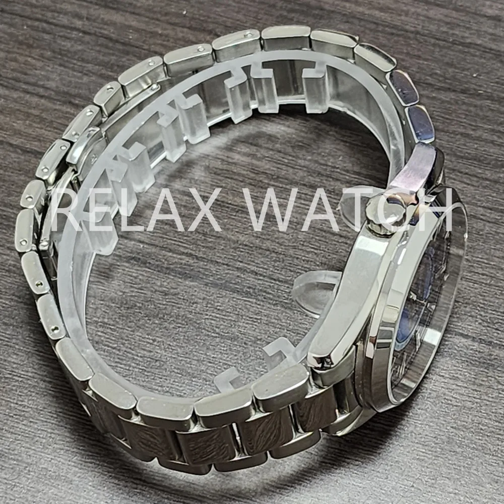 41mm Stainless Steel Watch Worldtimer 6 O'Clock Calendar Glass Back Nh35 Automatic Movement New 150