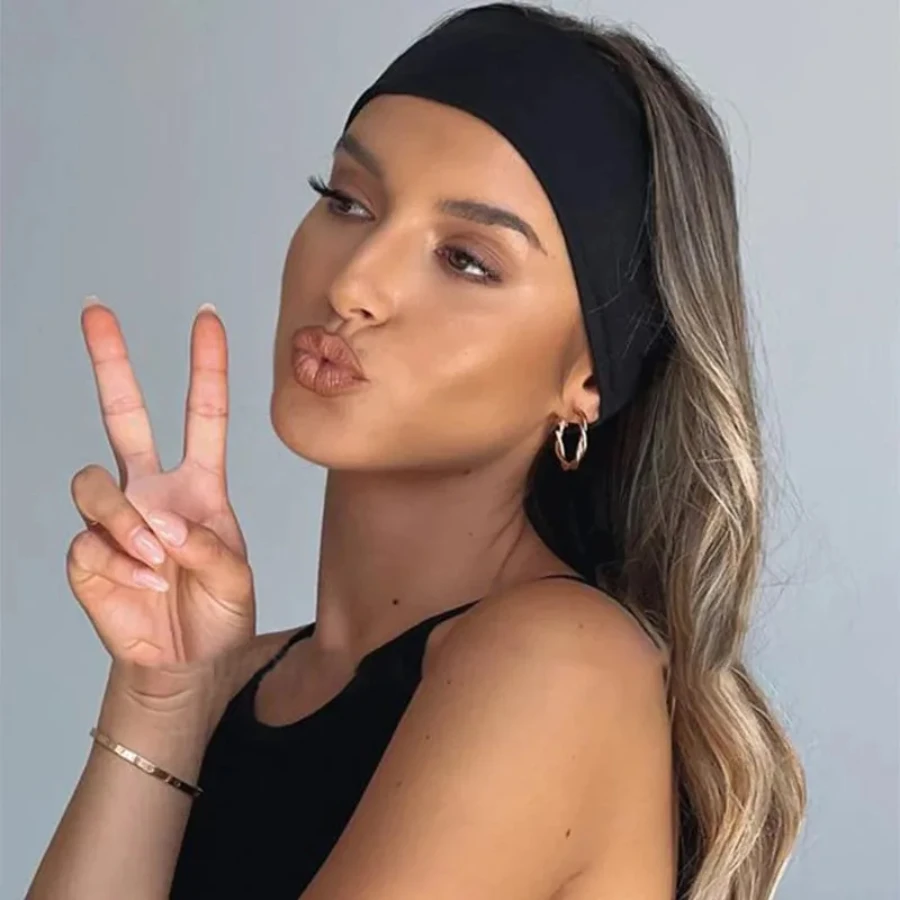 

Women Solid Color Elastic Hair Bands Yoga Headband Fashion Turban Makeup Hair Hoop Vintag Headwrap Hair Accessories Wholesale
