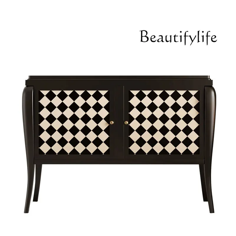 

Living Room Antique Chessboard Solid Wood Sideboard Multifunctional Storage Retro Storage Wall Storage Cabinet