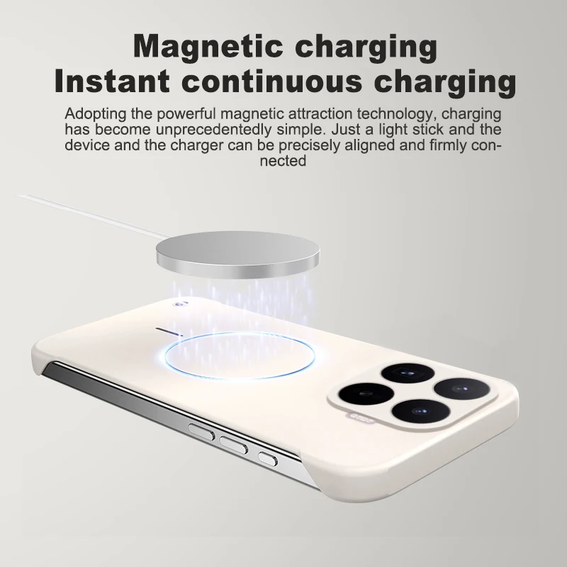 Frameless Magnetic Hard Matte Case - Slim, Wireless Charging, Anti-Fingerprint Cover