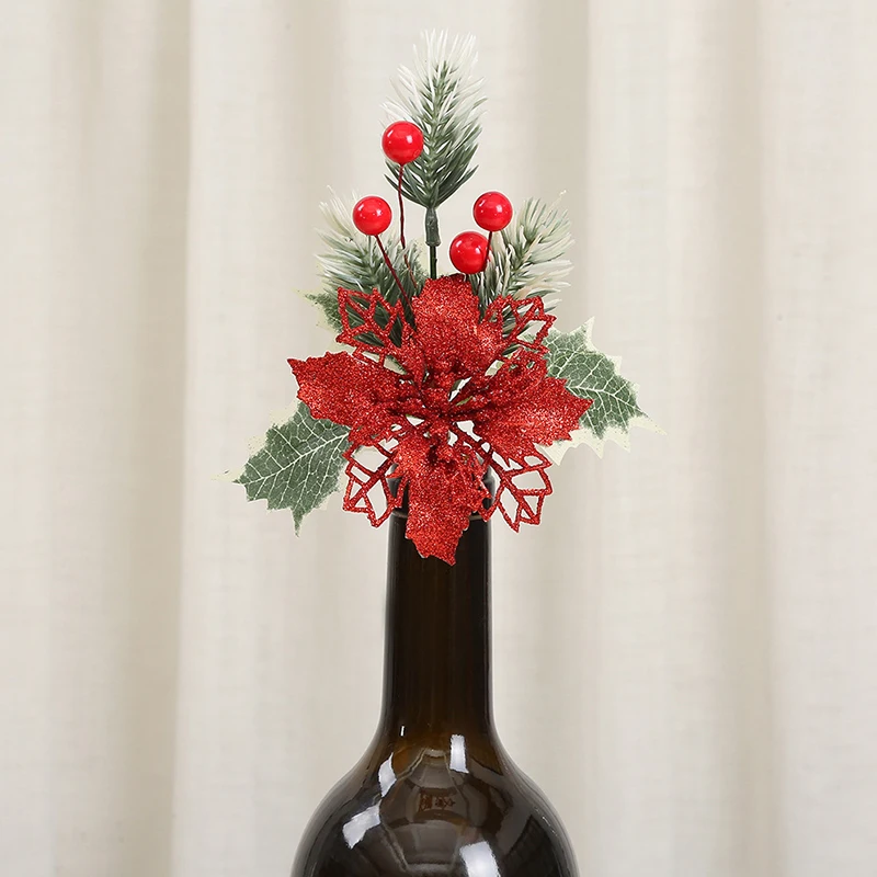 

Игла для рождественской сосны, подвеска для рождественской елки с красными фруктами, реквизит для украшения коробки на Рождество, рождественский цветок