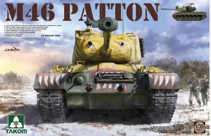 

Модель танка среднего размера Takom 1/35 2117 M46 Patton US