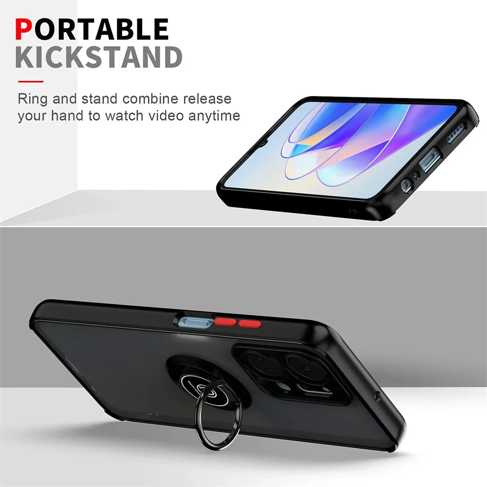 Shockproof Matte Case with Car Magnet Ring Holder Cover