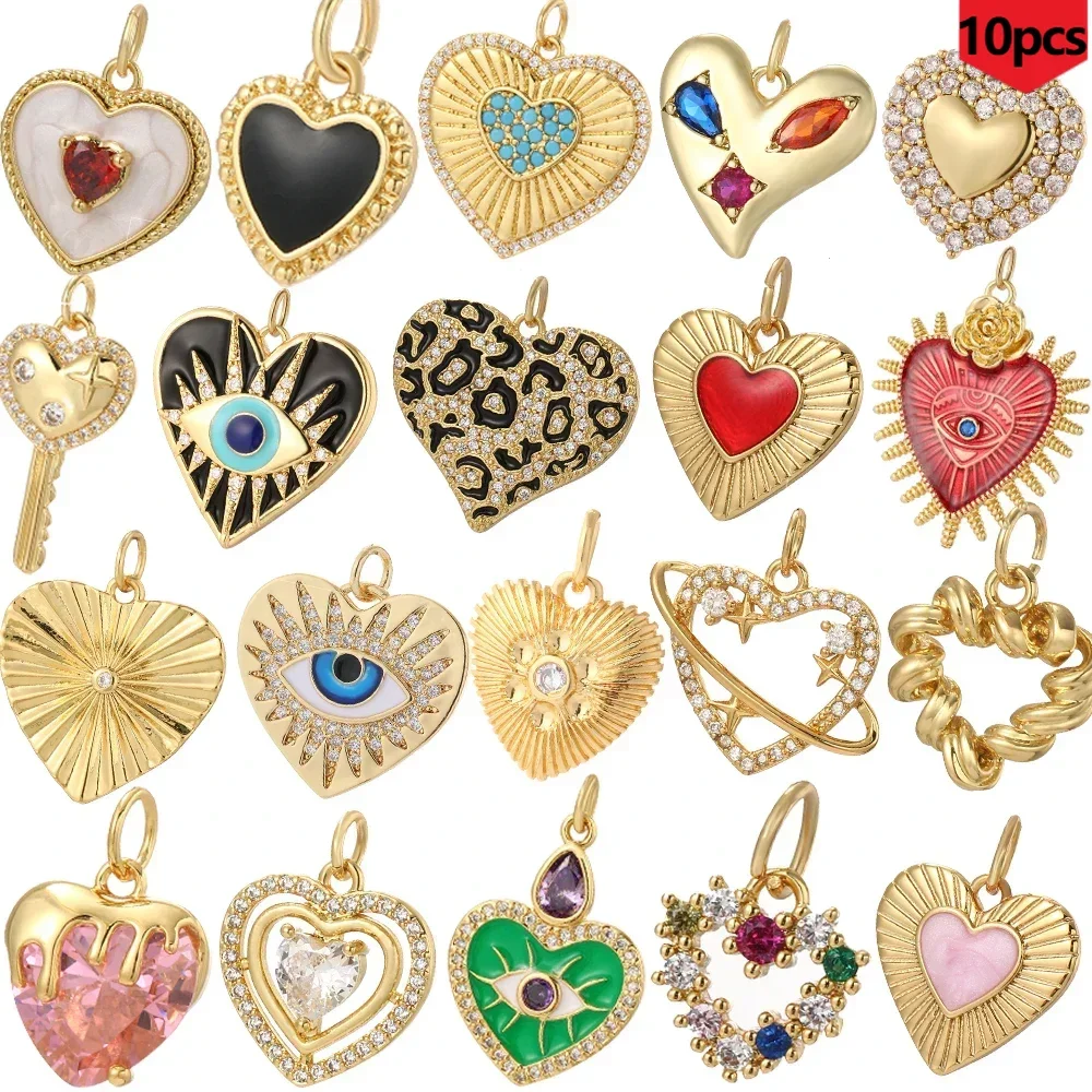 10 Stück süße rote Herz-Charms für Schmuckherstellung, Zubehör, böhmische Liebe, Ohrringe, Halskette, Armband, ausgezeichnete Qualität im Großhandel