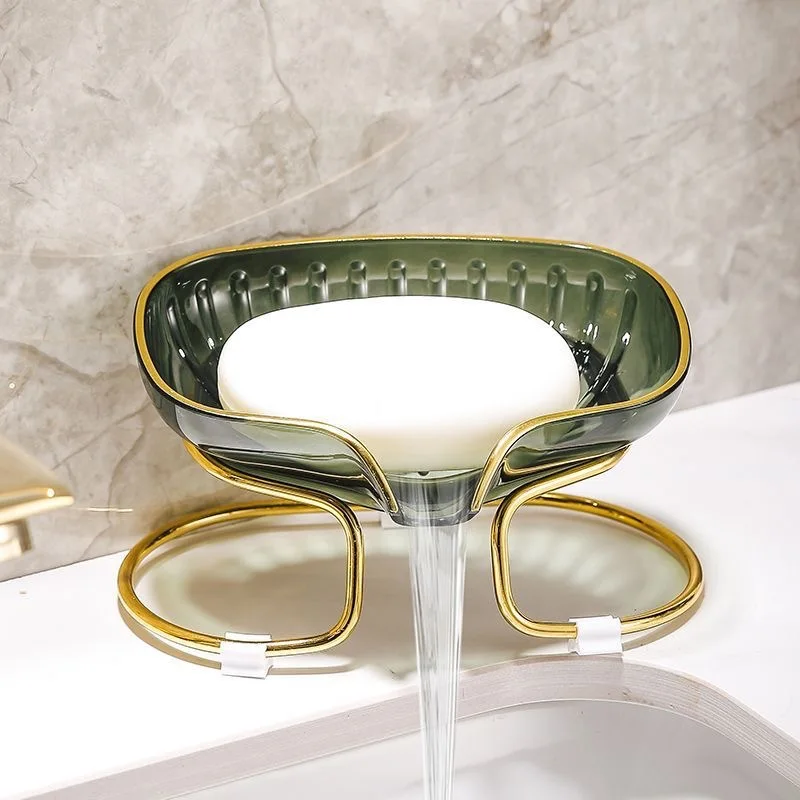 1pc Bathroom Soap Dish Light Luxury Toilet Shower Soap Holder With Drain Water Soap Storage Case Tray Container Bathroom Gadgets 4