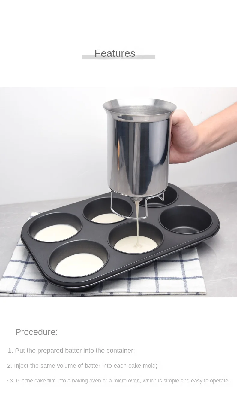 Description Picture 4 of itemStainless Steel Pancake Cupcake Batter Dispenser - Great for Cupcakes Belgian Waffles Crepes Muffin Baking