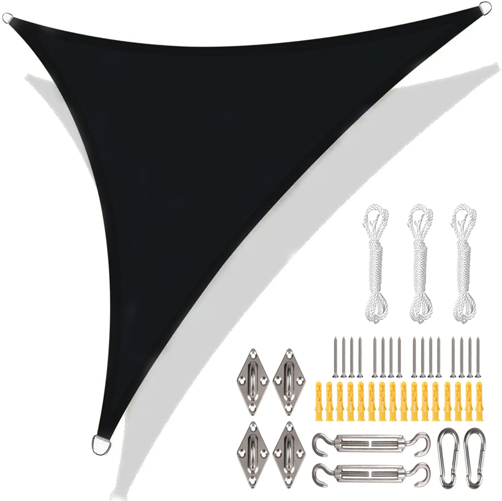 Waterproof Grey & Black Triangle Sun Shade Sail Canopy – 98% UV Block Outdoor Shelter