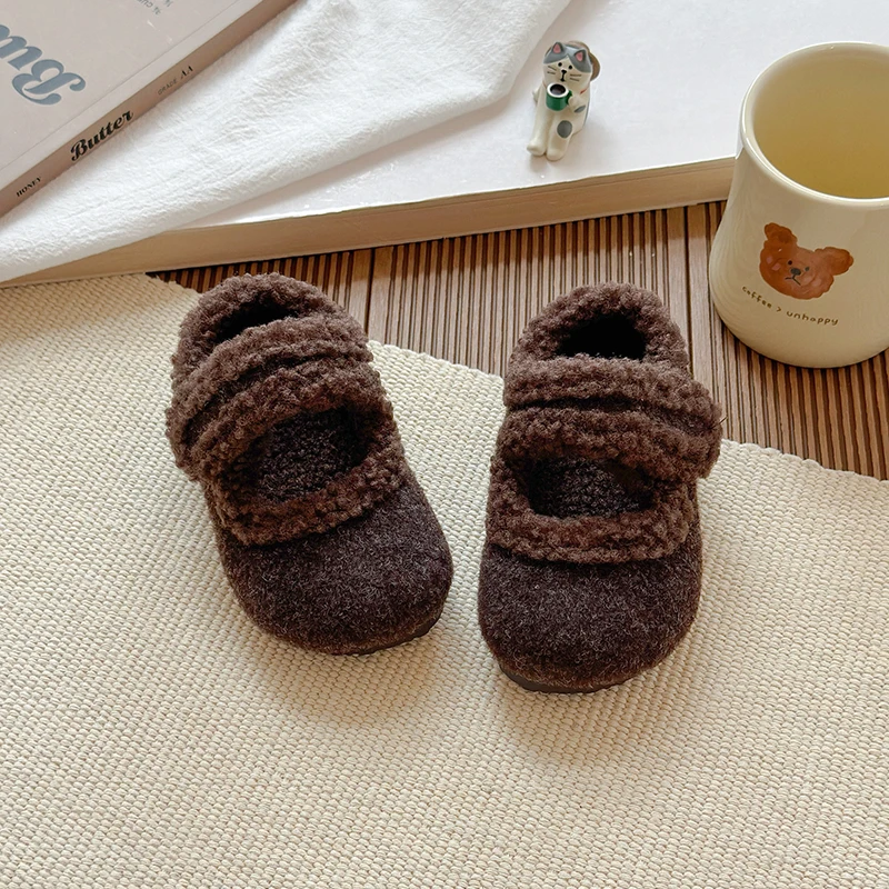 Girls Plush Lining Winter Shoes Soft Sole