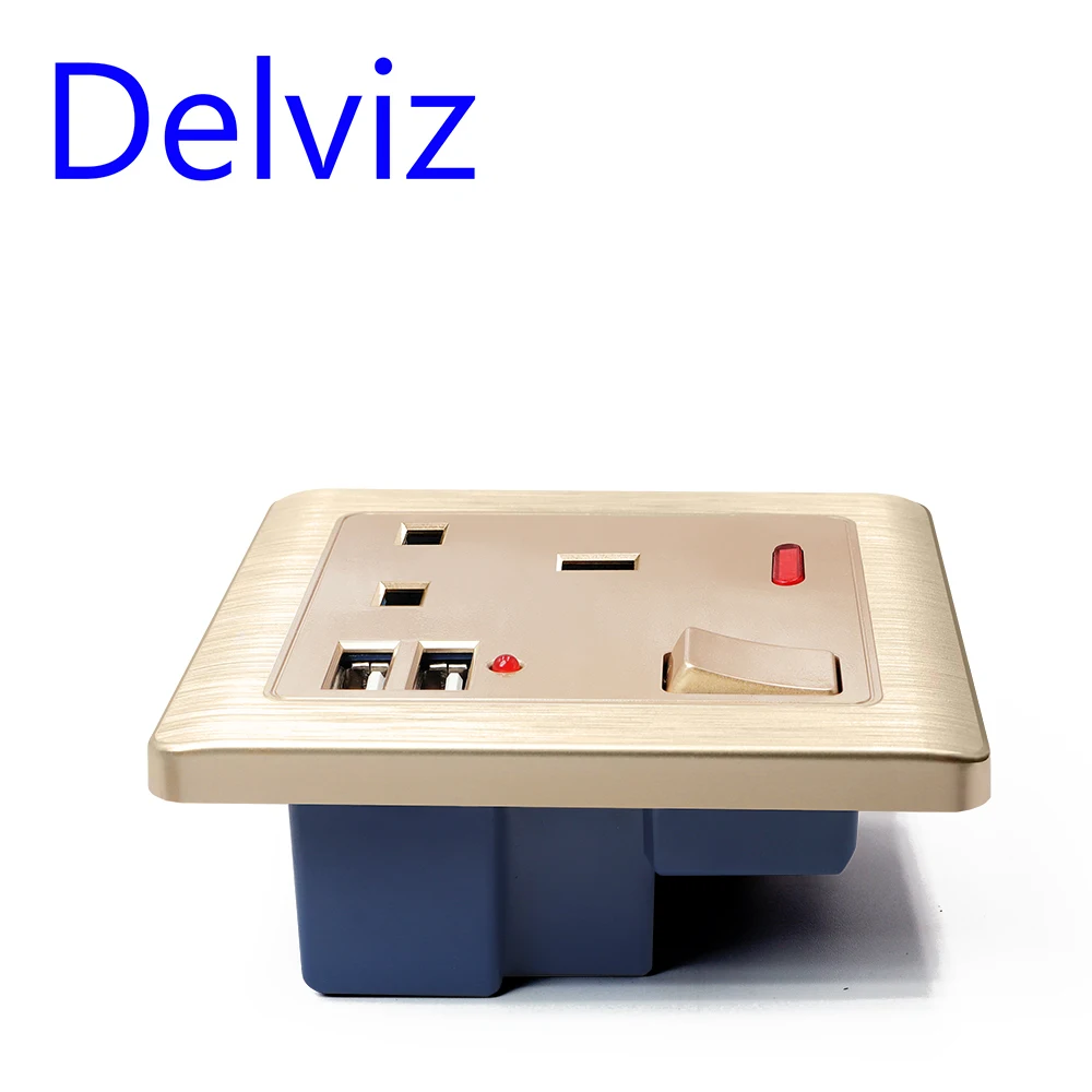 Delviz UK standard USB socket, Key control power supply, 2.1A Dual USB Charger Port, AC 110V~250V, Wall mounted 13A power outlet