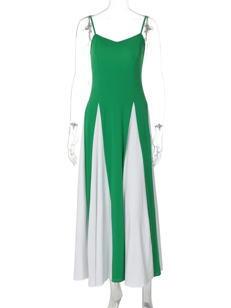 Wmstar Dresses for Women Wholesale Sleeveless Halter Loose Patchwork Color Elegant Casual Sexy Long Dress New in Summer