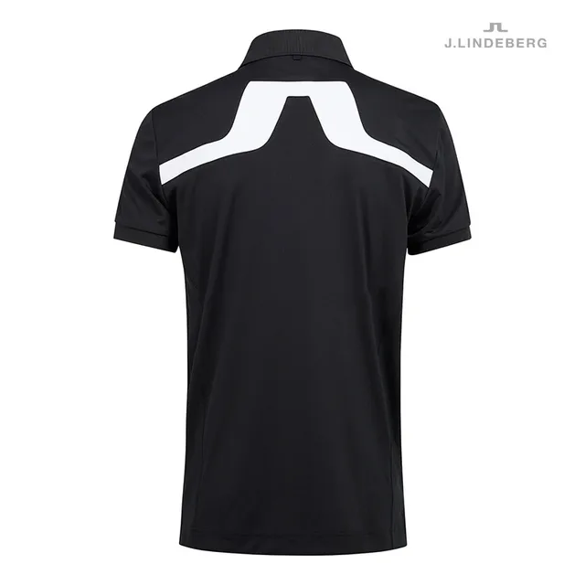 Golf men's Short sleeved quick drying breathable polo shirt slim fit sports casual shirt golf in summer Black and white
