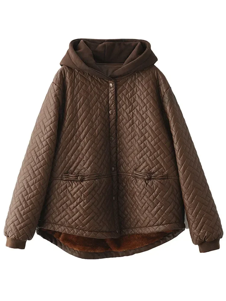 Amax luluE 2024 Winter Women Fashion Warm Padded Fur Pu Leather