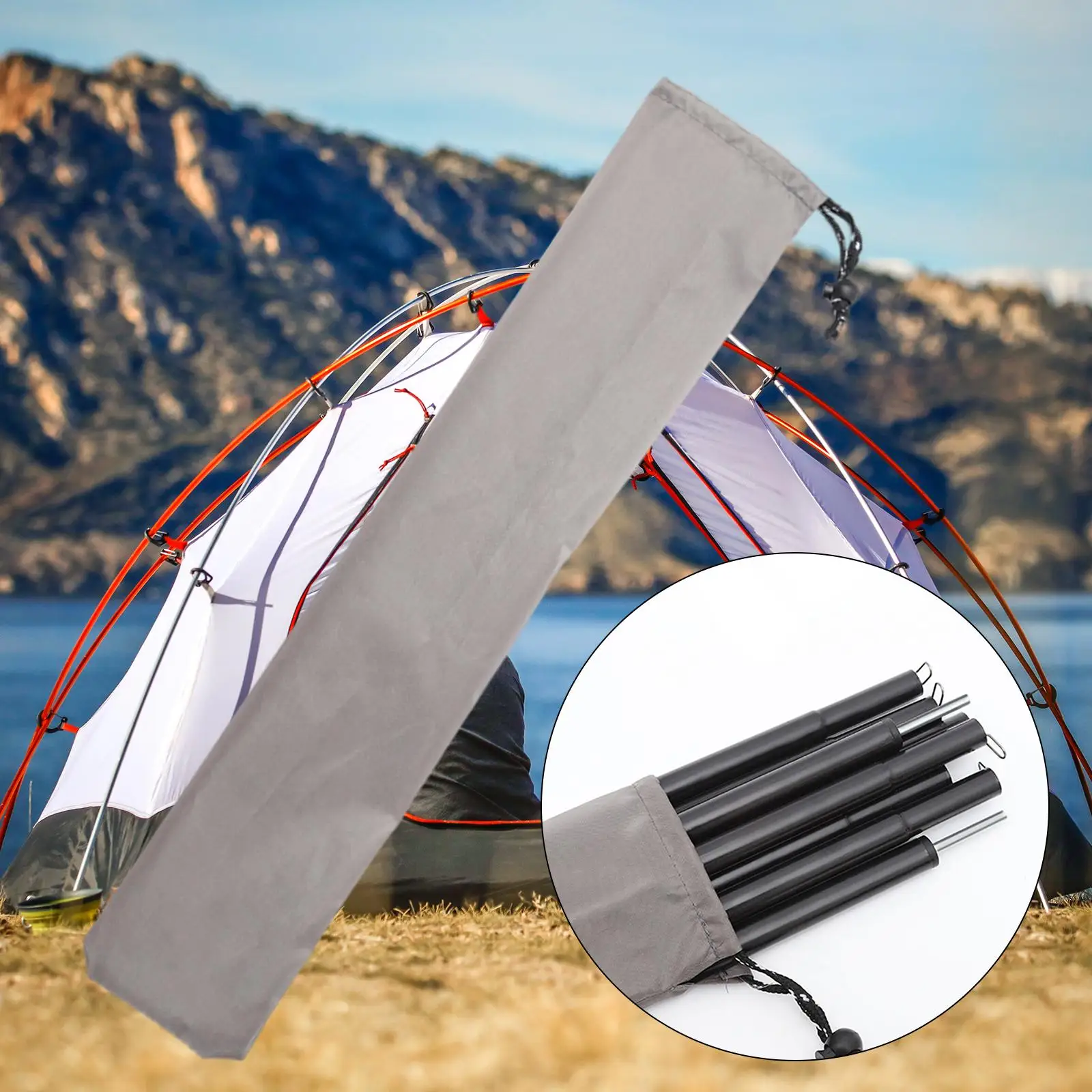 

Portable Tent Stakes Storage Pouch Awning Rods Carrying Bag for Trekking