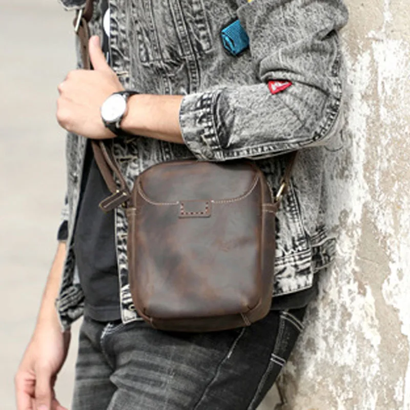 

Мужская сумка через плечо AETOO, винтажная простая повседневная сумочка из воловьей кожи, на одно плечо, в повседневном стиле