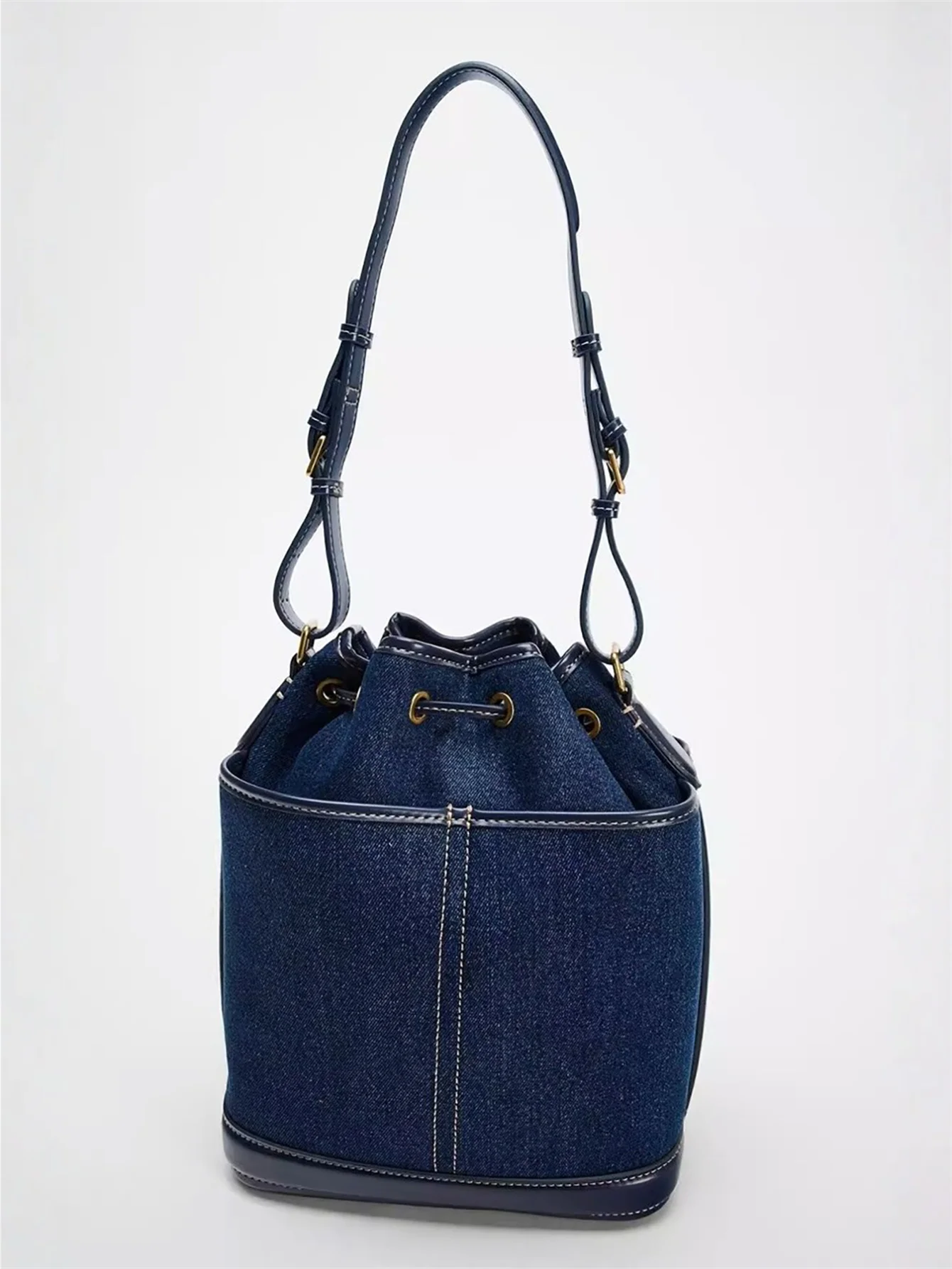 2024 Autumn/Winter new denim hand bill shoulder bag Fashion canvas bucket bag 5