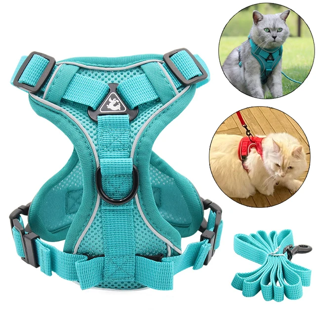 Fashion Reflective Cat Harness and Leash Sets Breathable Mesh Pet Harnesses for Small Dogs Cats Kitten Accessories collier chat Fashion Reflective Cat Harness and Leash Sets Breathable Mesh Pet Harnesses for Small Dogs Cats Kitten Accessories collier chat