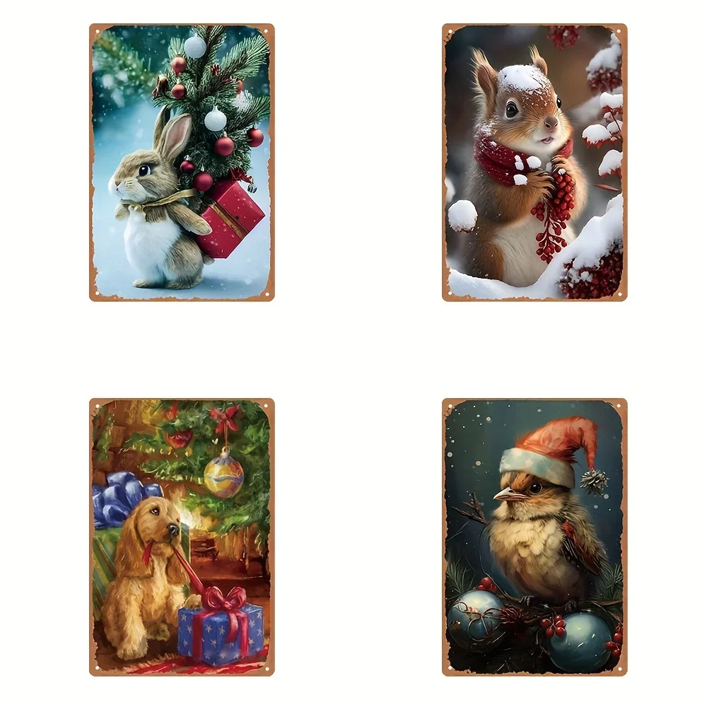 

Retro Metal Tin Sign, Christmas Collection Poster Artwork, Water-proof & Dust-proof, Funny Home Room Wall Decor Posters