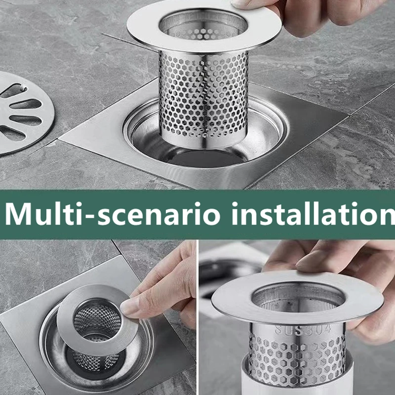 Stainless Steel Sink Drains Filter Bathroom Floor Drain Filter Kitchen Sink Anti-clog Hair Catcher Bathroom Facilities floor drain filter shower sink strainer