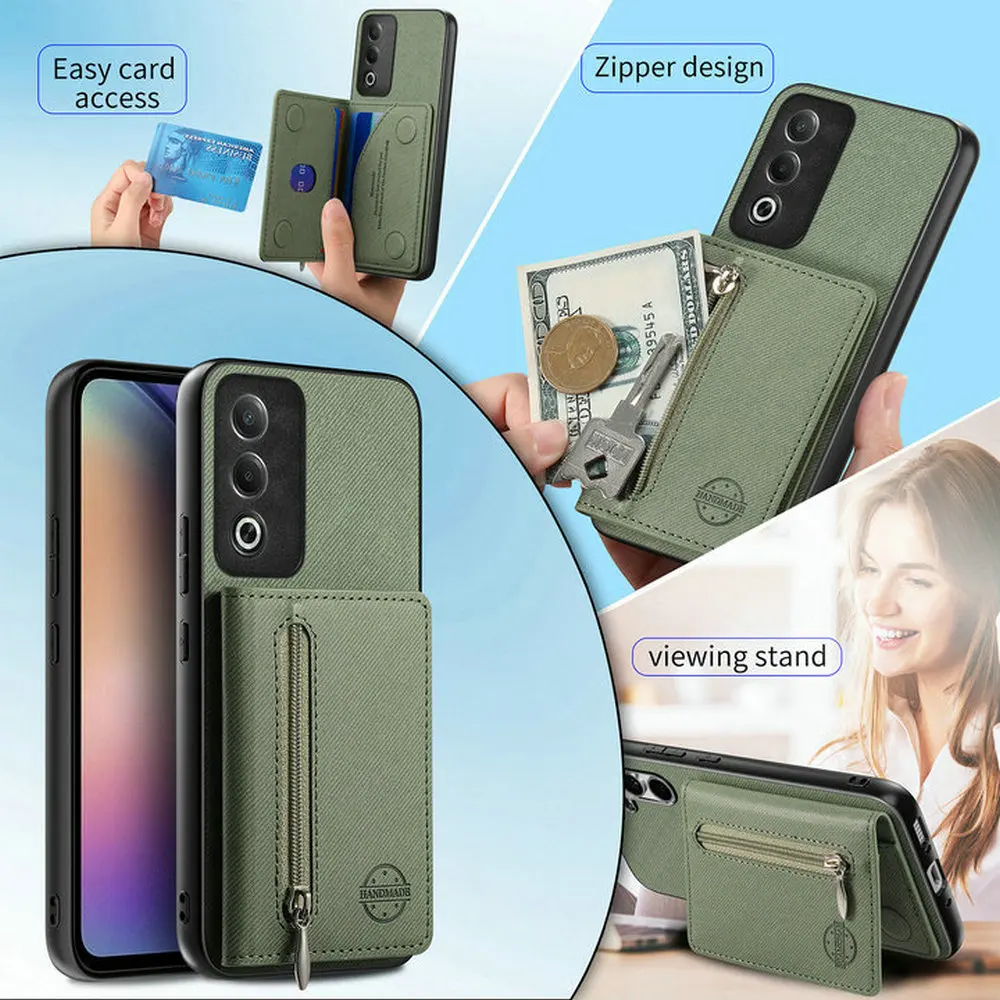 Luxury Zipper Wallet Leather Phone Case with Card Holder