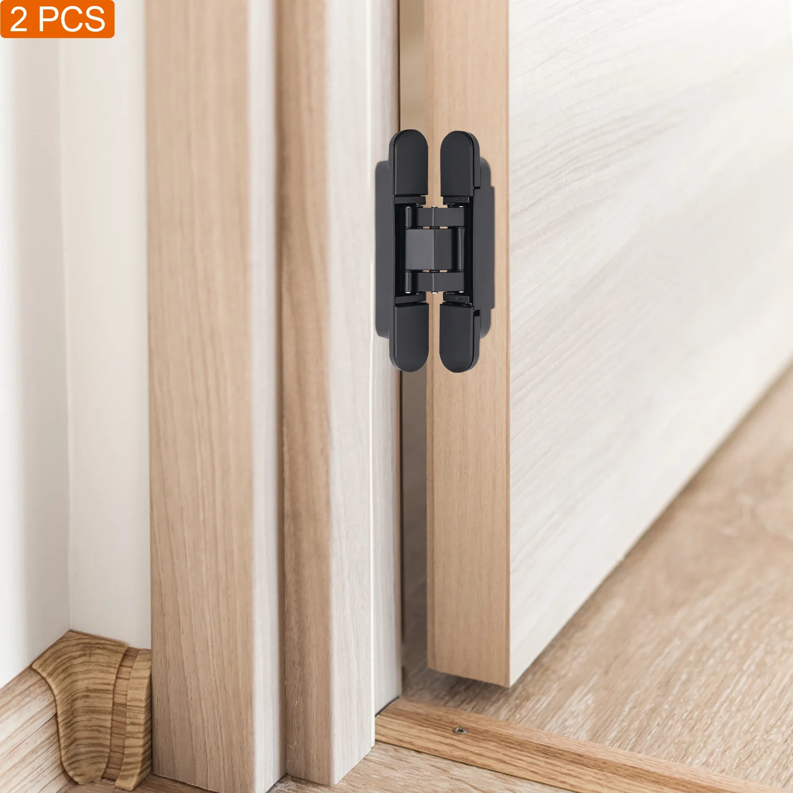 6 Inch Hidden Door Hinges Zinc Alloy Hinges Load 40kg Door Mount Opening 180&deg; 21.55mm 2-Pack for Fire Doors