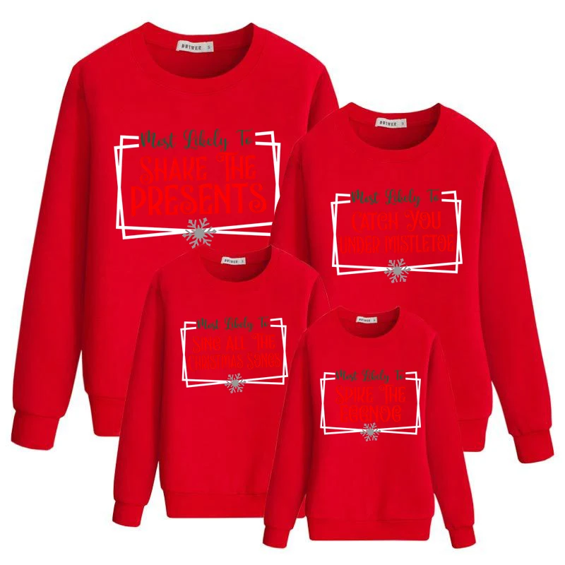 thumbnail image 2 of Suéter con capucha para niños y niñas con conjuntos familiares a juego con las probabilidades más probables de Navidad, 2 of 5
