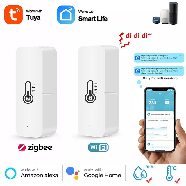 Tuya Zigbee/WiFi Smart Temperature Humidity Sensor Indoor Hygrometer  Thermometer APP Real-time Monitor Via Alexa Google Home - AliExpress