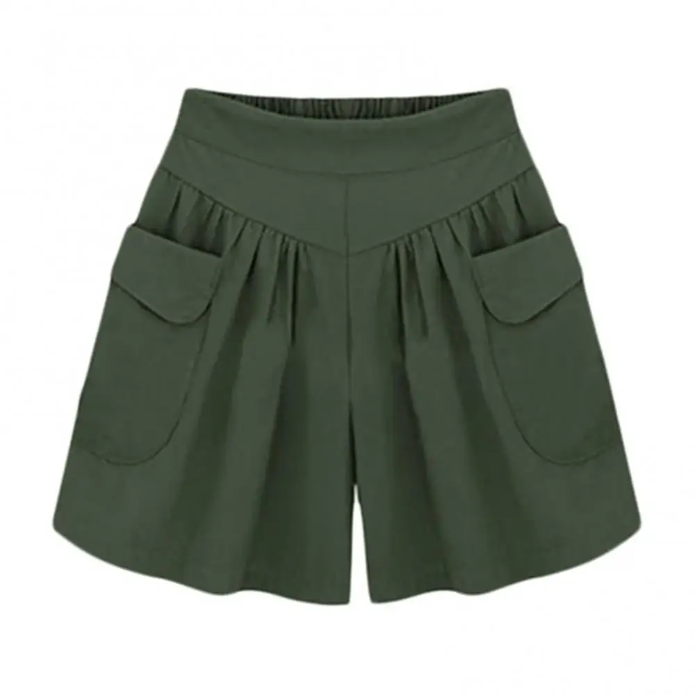 Wide Leg Sports Pants Summer Women Solid Color Elastic Waist Casual Loose Shorts with Pocket Female Shorts Women's 3
