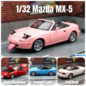 1/32 Mazda MX-5 Miniature Diecast MX5 RoadSter Toy Car Model Sound & Light Doors Openable Collection Gift for Children Boy Kid