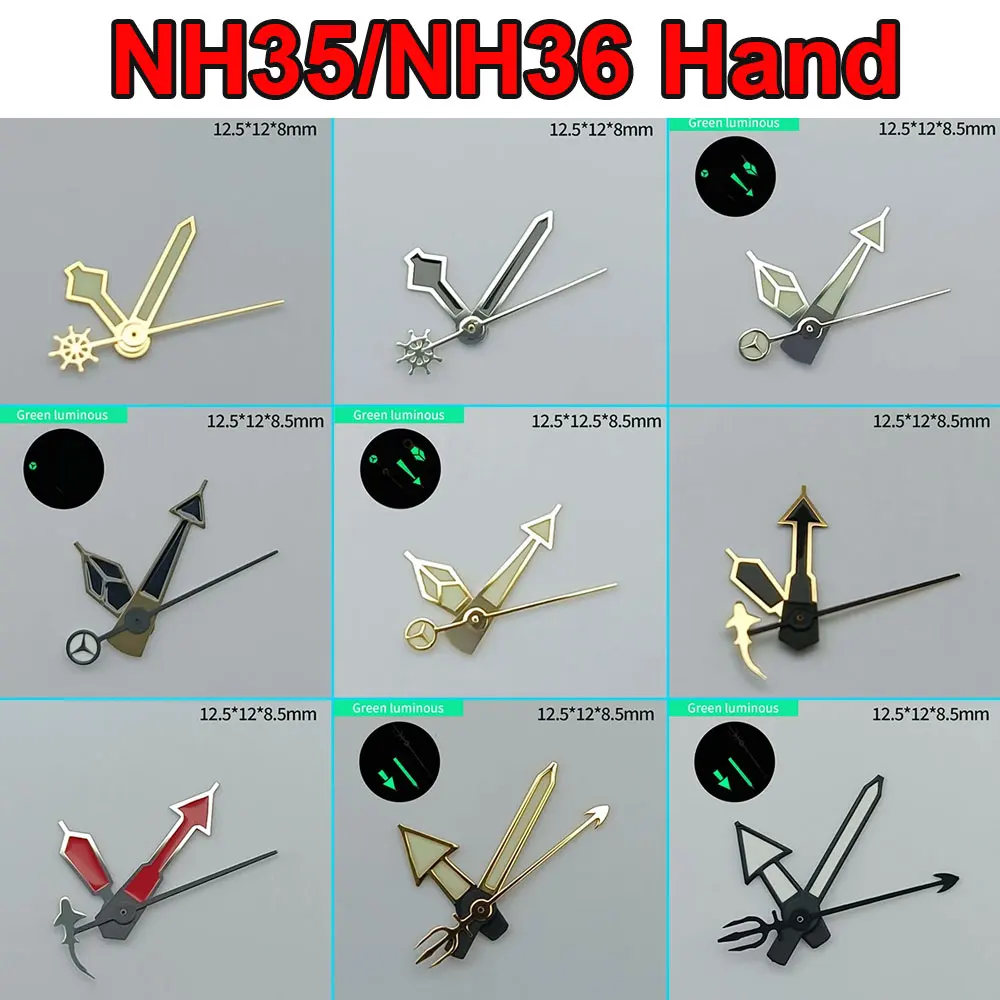 녹색 발광 시계 핸드 액세서리, NH35 NH36 자동 무브먼트 시계 액세서리, ..