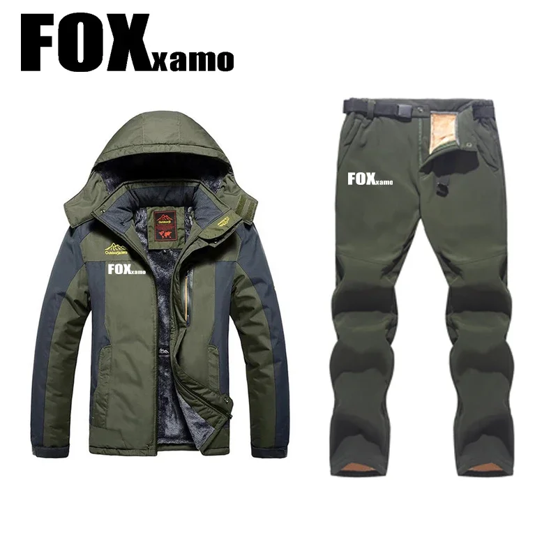 

Новый костюм foxxmo для мужчин, ветрозащитная водонепроницаемая куртка для сноуборда, зимние велосипедные теплые зимние костюмы, уличная Лыжная куртка + брюки