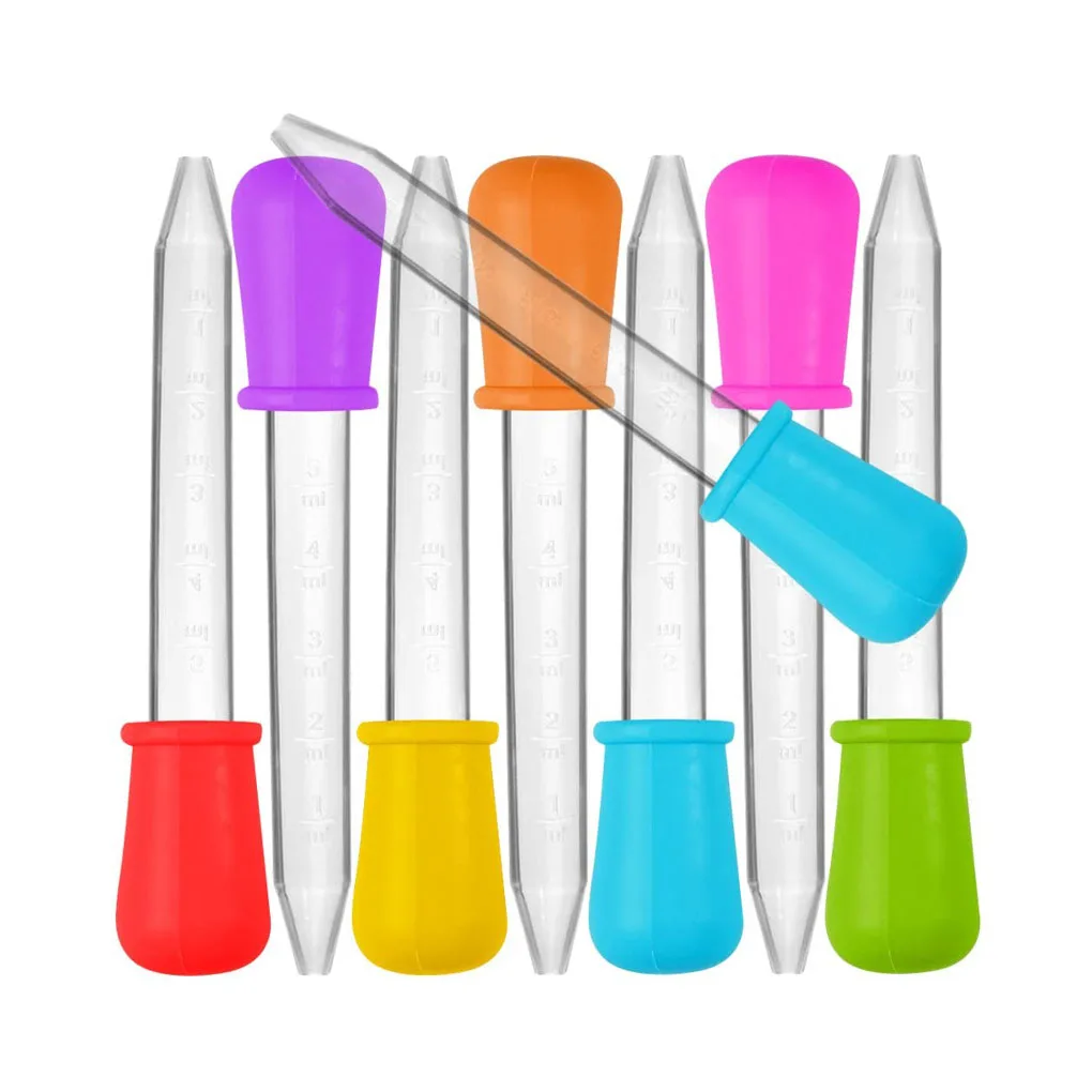 5pcs 5ml kleine Silikon Kunststoff Pipette Tropfer Fütterung Medizin flüssige Auge Ohr Pipette Tropfer Labor Experiment Spielzeug Geschenk