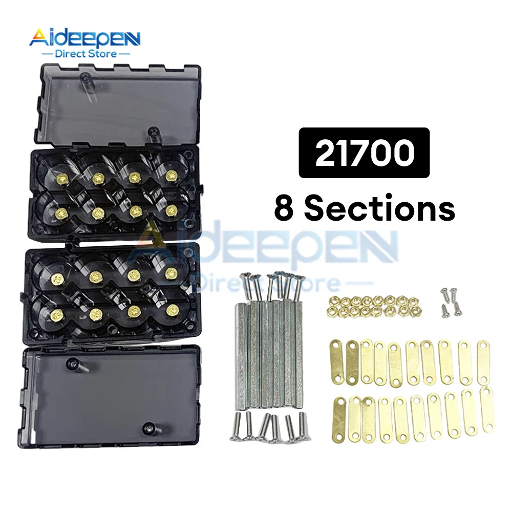 6X 8X 21700 18650 High Capacity High Current Pure Copper Post DIY Lithium Battery Holder Solderless Energy Storage Bracket 6