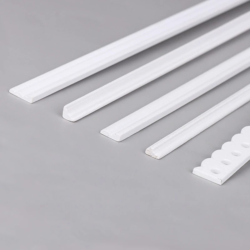 8Pcs 1:6/1:12 Dollhouse Miniature Accessories Molding Wood Trim Skirting Line Wall Panel Waist Lines White Baseboard Top Line 6