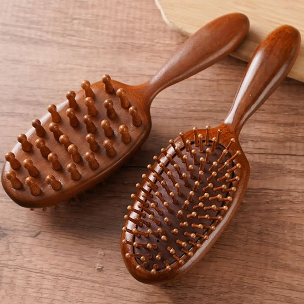 Dual-Sided Sandalwood Anti-Static Scalp Massage Comb with Air Cushion