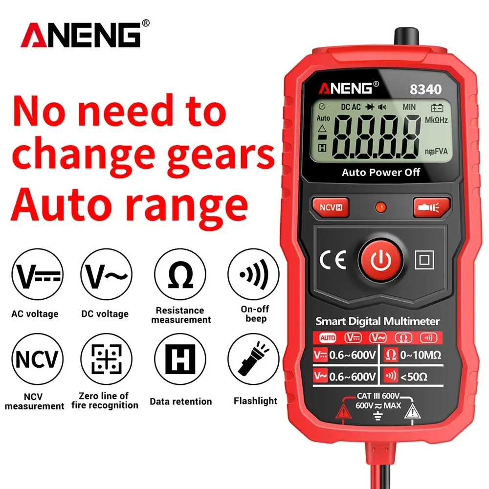 Aneng 8340 Smart Digital Multimeter Voltmetro Meter 1999 Count Ac Dc Resistenza Di Tensione Ncv Identificazione Zero Fire Wire Tester
