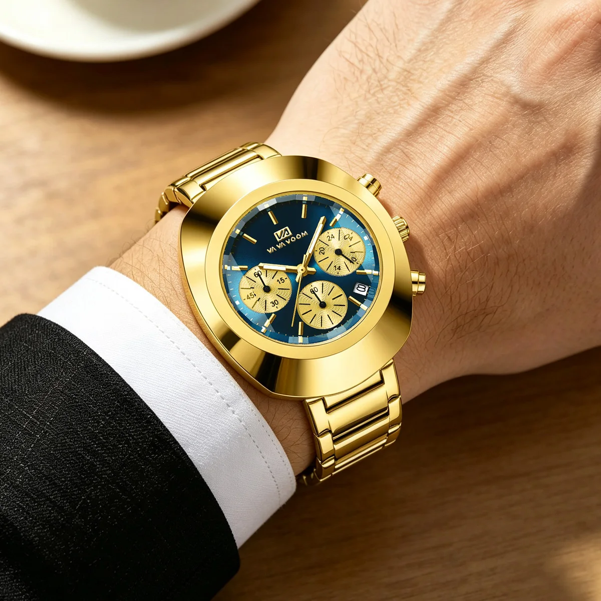 VA VA VOOM Men's Sporty Stainless Steel Fashion Watch with Oval Dial