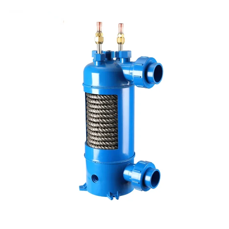 

MHTA-1.5 Screwed titanium tube pvc shell heat exchanger for swimming pool heat pump ,aquarium chiller evaporator