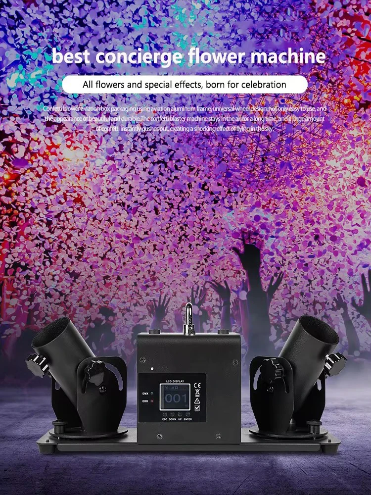 Confetti Cannon Machine DMX Remote Control 2 Holes Double-Shot Electronic Cannon