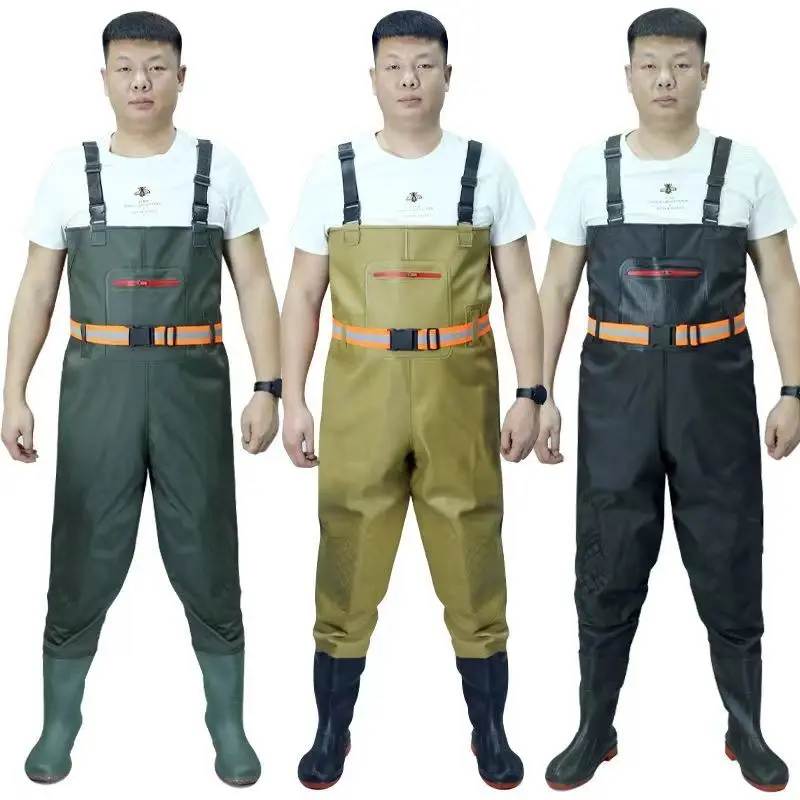 남성용 방수 낚시 작업복 야외 웨이딩 팬츠 일체형 발목 장화 바다에서의 수산물 채집 및 캠핑용 전신 수트