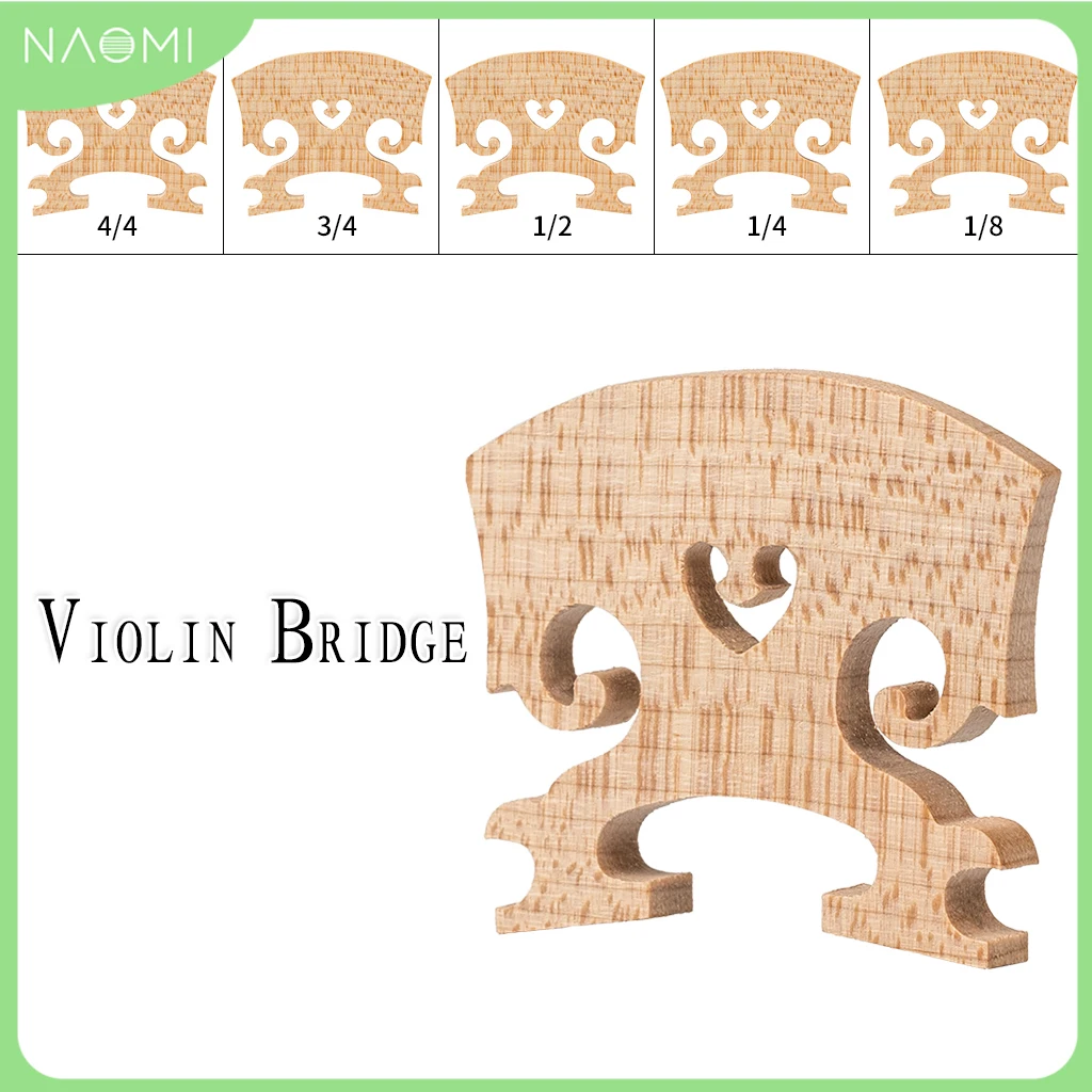 

NAOMI 1PC Natural Dry Maple Wood Acoustic Violin Bridge Violin Parts W/ Different Size 4/4 3/4 1/2 1/4 1/8