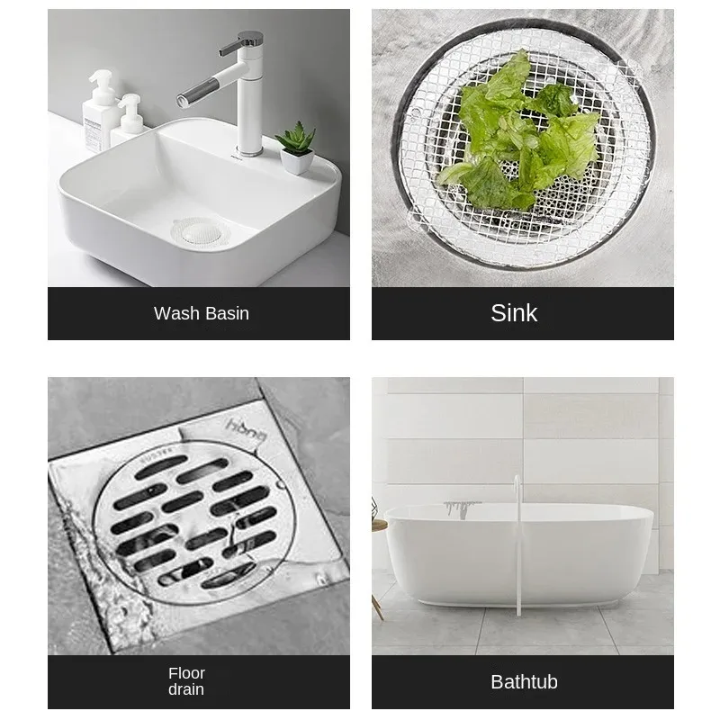 Disposable Anti-Block Drain Stickers Mesh Hair Catcher for Shower Kitchen Bathroom Sink Covers Water Flow Enhancer