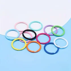 Vibrant 32 - Piece Multi - Color Key Ring Set - 30mm Round Flat Keychains for Organization & Decoration (Mixed colors)