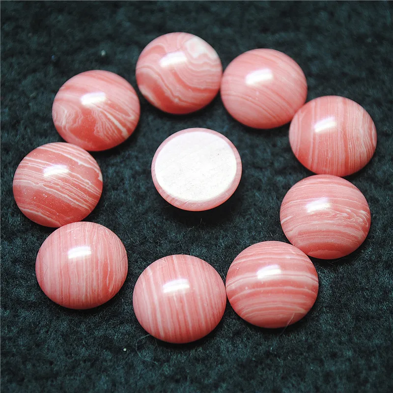 

10PCS New Synthetic Rhodonite Cabochons Round Shape For Women's Pendants Making 4MM 6MM 8MM 12MM 14MM 16MM 18MM 20MM No Holes