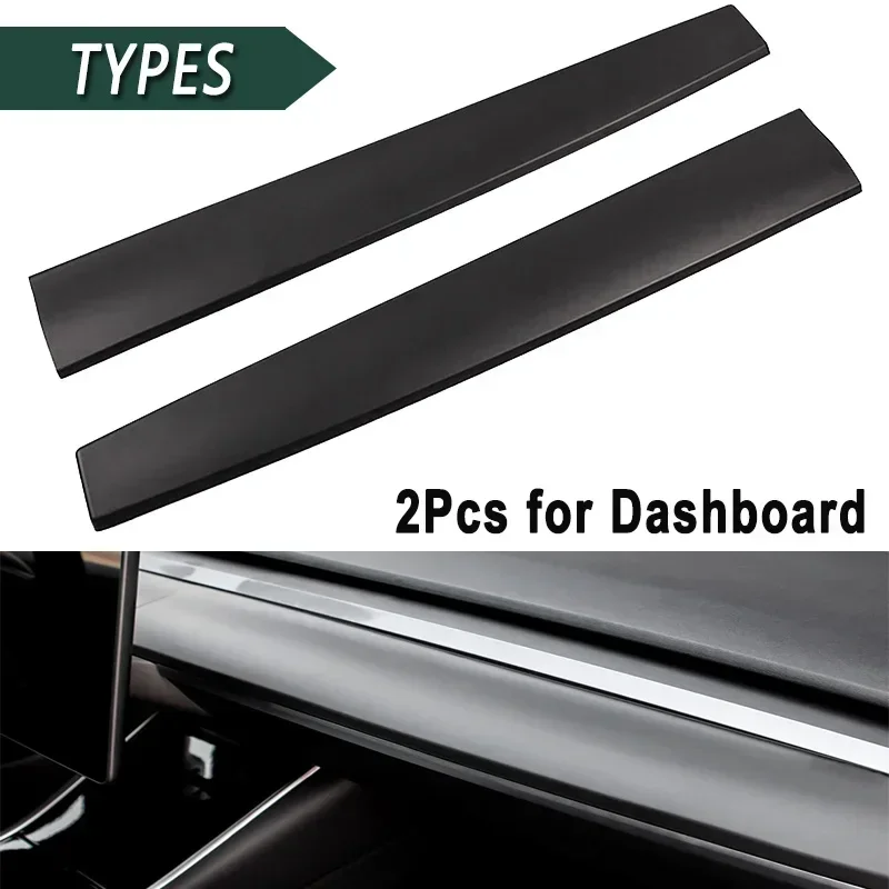 Dashboard Panel Stickers Center Console & Door Decor Trim For Tesla Model 3 Y 2021-2023 ABS Decals Carbon Fiber Look