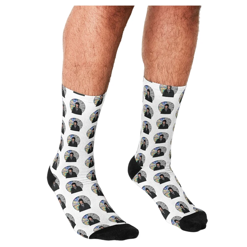 

Men's Funny socks Rainbow window Addams Nevermore Wednesday Socks harajuku Men Happy hip hop Novelty Crew Casual Crazy Socks
