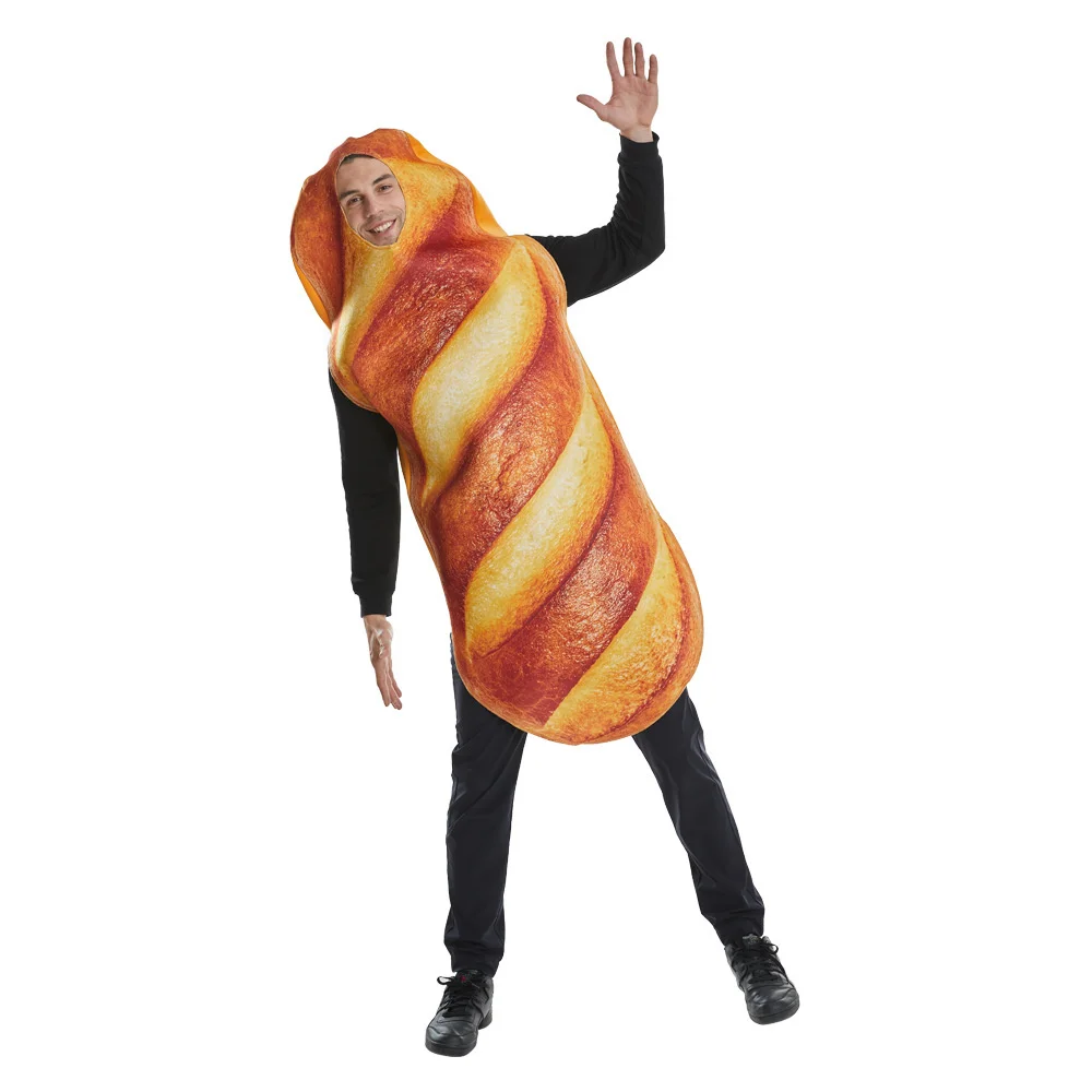 Bread Baguette Costume Cosplay For Adult Jumpsuit Food Tunic Hallowee