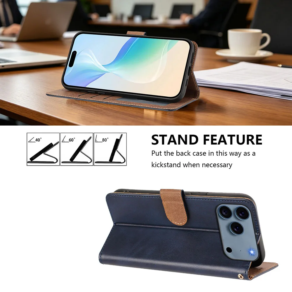 Luxury Leather Wallet Case with Magnetic Closure and Card Slots - Flip Kickstand Cover
